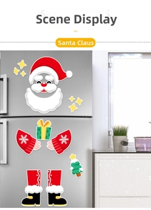 Creative Santa Claus magnetic fridge stickers set displayed on a silver refrigerator surface