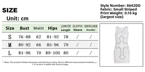 Detailed size chart for cut-out printed U-neck sleeveless dress with cm measurements