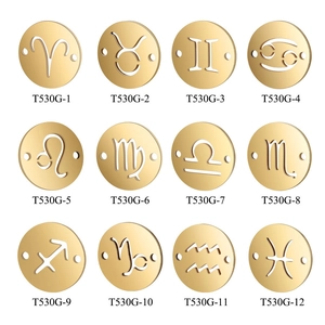 Set of 12 hollow gold stainless steel zodiac constellation connectors for DIY jewelry
