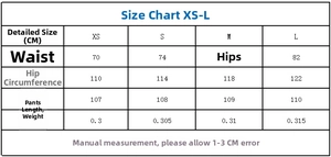 Guide des tailles détaillé pour pantalon à plis femme montrant les mesures de XS à L