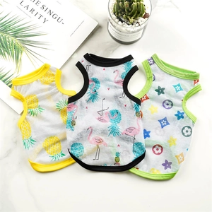 Pet Vest Breathable Mesh Summer Thin Cartoon Flamingo Pineapple Pattern Dog Clothing For Small Medium Dogs Cats