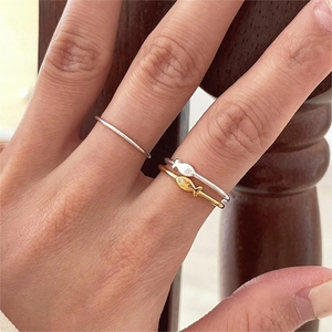 Tre anelli a pesce in argento sterling 925 minimalisti con piccoli occhi in diamante