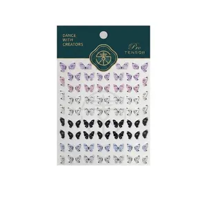 3D cartoon butterfly nail art stickers in 7 colors with Pro TENSOR retail packaging