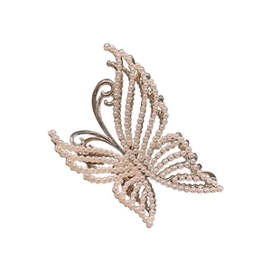Elegant butterfly hair claw clip with white pearls and metal alloy for women's hair styling