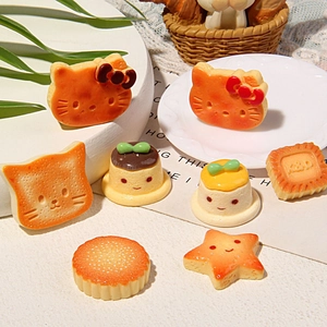 Cute resin miniature cat cookies and pudding dessert charms for DIY dollhouse crafts