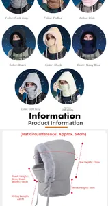 Winter windproof hood mask with integrated ear muffs and scarf in eight colors