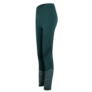 Leggings da yoga verde scuro senza cuciture a vita alta con dettagli a pois bianchi