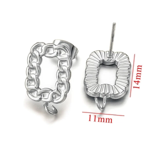 Detail of silver twisted metal earring components with 11mm by 14mm size marking