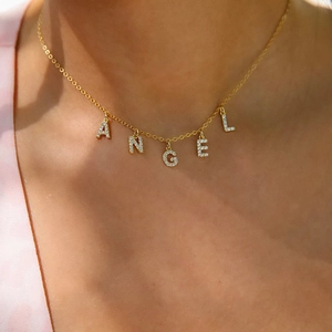Initial Letter Pendant Necklace Stainless Steel Chain With Copper Gold Plated Zirconia For Women Fashion Jewelry