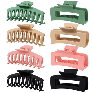 Detailed set of 8 matte claw clips in various colors like green, pink and khaki
