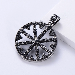 Viking Compass Pendant Necklace 304 Stainless Steel Dharmachakra Dharma Wheel Retro Hip Hop Jewelry For Men