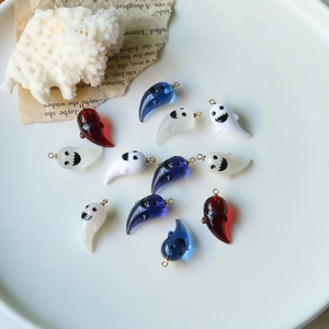 Cute resin ghost charms in various colors for DIY jewelry making and Halloween crafts
