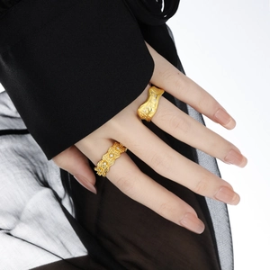 Luxurious gold plated S925 silver rings with diamond accents on hand model