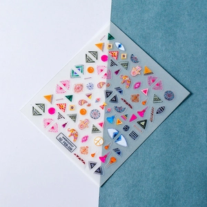 Self-adhesive 5D ethnic nail stickers with watercolor elephant and evil eye designs
