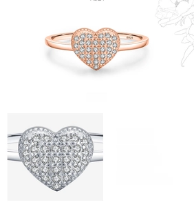 Details des Herzrings aus S925 Silber mit S925-Stempel und Zirkonia-Inlay-Verarbeitung