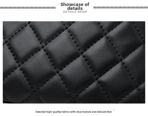 Macro shot of high-quality black diamond quilted leather texture on a shoulder bag