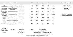 Tableau des tailles détaillé pour pantalons en satin avec mesures de taille et hanches