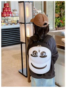 Toddler backpack with creative cartoon smile design and wide stress-relief straps