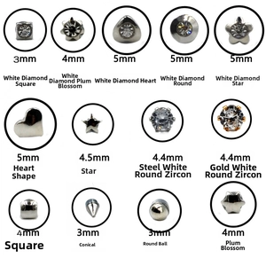 Detailed close-up of multiple magnetic stud designs including stars and heart shapes