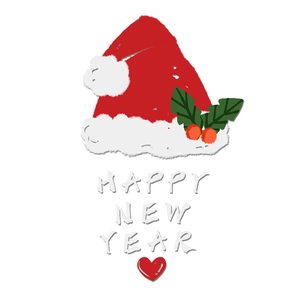 Festive Christmas hat and holly static window stickers with Happy New Year text