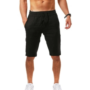 Casual zwarte katoenen linnen korte broek voor heren met losse pasvorm voor de zomer