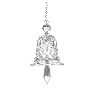 Rainbow crystal suncatcher wind chime with faceted glass bell and beads for window decor