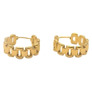 Modern 18k gold plated titanium steel chain link hoop earrings for men and women