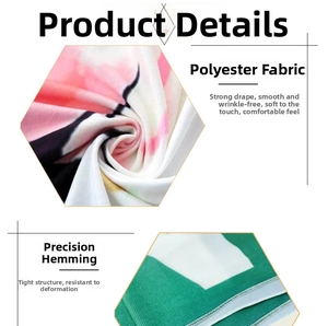 Detail of high-quality polyester fabric texture and precision stitched edges on tapestry