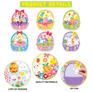DIY Easter sticker set with colorful egg baskets, bunnies, and chicks for festive decor