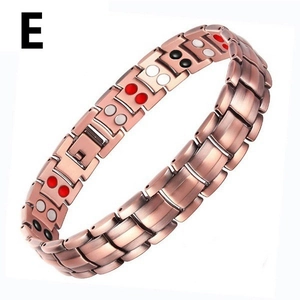 Close-up of rose gold magnetic therapy bracelet with four-color energy stones and brushed finish