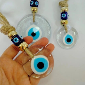 Handmade Turkish Evil Eye Glass Hanging Ornament Nazar Boncuk Wall Decor Protection Charm Hemp Rope Boho Car Interior Pendant