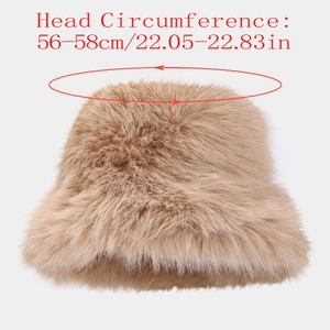 Plush brown faux fur bucket hat for winter featuring thick warm fuzzy textured material