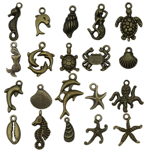 Lot de 20 pendentifs océan en bronze antique avec hippocampe tortue et étoile de mer