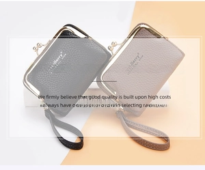 Litchi pattern leather coin purses in black and taupe with gold hardware handles