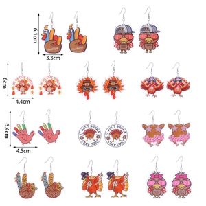 Acrylic Thanksgiving turkey earrings set with various designs for holiday parties
