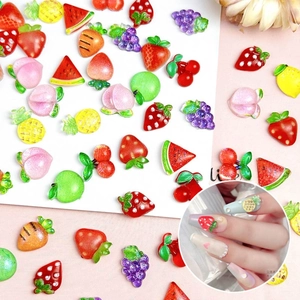 Colorful resin fruit charms set including cherry and strawberry for 3D nail art decoration