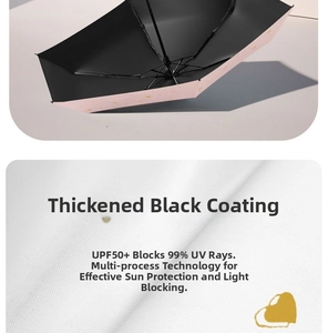 Detail of pink sun umbrella with thick black coating for UPF50+ UV protection