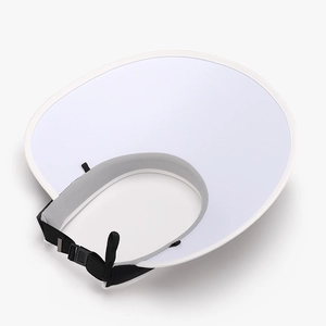 White wide brim sun visor hat with adjustable strap for UV protection outdoors
