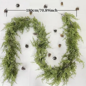 180cm artificial cedar garland for Christmas stair and table decoration, green cedar vine