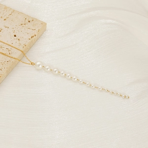 Collier minimaliste français en acier inoxydable avec pendentif perles graduées pour femme