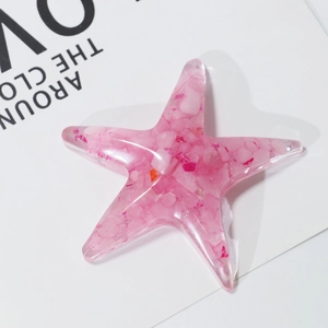 Pink starfish resin craft with crystal gravel mosaic design on minimalist card