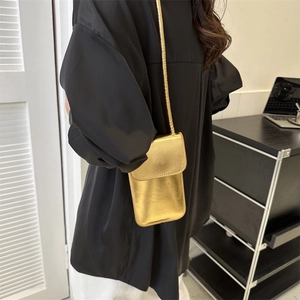 Petit sac à bandoulière doré brillant pour téléphone portable, style décontracté pour femmes
