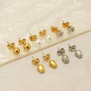 Boucles d'Oreilles en Acier Inoxydable Plaqué Or 18K Zircon Künstliche Perle Rose Géométrique Hypoallergénique Style Français Bijoux