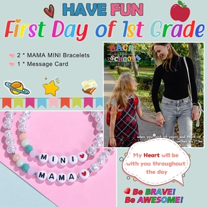 Ensemble de bracelets de perles MAMA et MINI avec carte cœur pour la rentrée scolaire