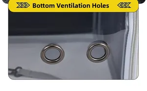 Détail des œillets de ventilation métalliques sur la base du sac à dos respirant chat