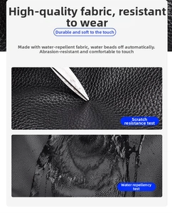 Detail view of water-resistant and scratch-resistant black lychee grain texture material