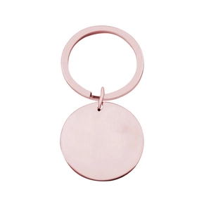 Porte-clés en acier inoxydable or rose avec pendentif rond pour gravure laser