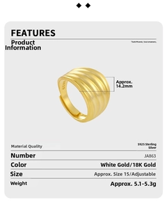 Detail showing wavy matte texture and S925 stamp on 14.2mm wide silver band