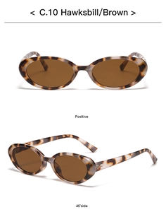 Front and 45-degree side views of retro oval tortoise shell sunglasses with brown lenses