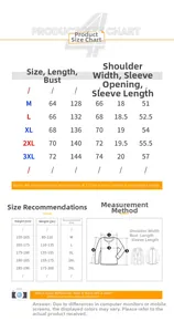 Tableau des tailles détaillé pour doudoune léopard vintage avec mesures du M au 3XL